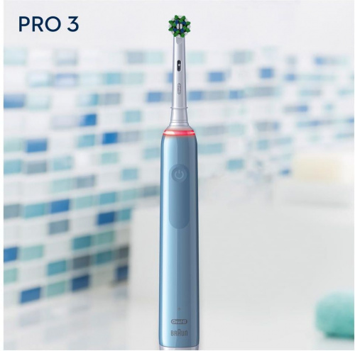Купить Зубная щетка электрическая Oral-B Pro 3/D505.513.3 CrossAction голубой в Липецке фото 8