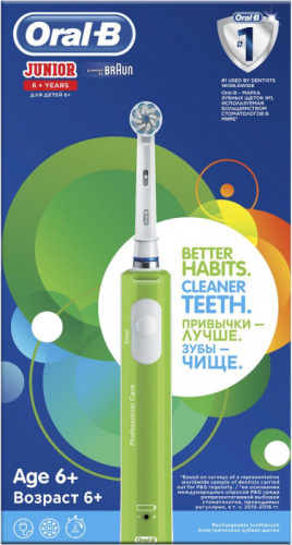 Купить Зубная щетка электрическая Oral-B Junior зеленый/белый в Липецке фото 2