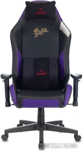 Кресло игровое Zombie HERO JOKER PRO черный/фиолетовый искусственная кожа с подголов. крестовина пластик фото 2