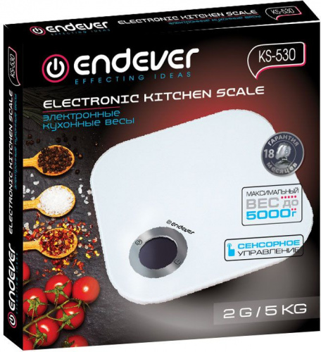 Купить Весы кухонные электронные Endever Skyline KS-530 макс.вес:5кг белый в Липецке фото 2