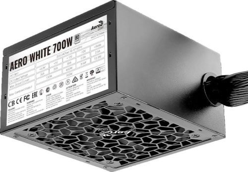 Блок питания Aerocool ATX 700W AERO WHITE 80+ (24+4+4pin) APFC 120mm fan 5xSATA RTL фото 3