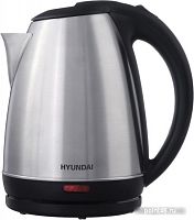 Купить Чайник электрический Hyundai HYK-S1030 1.7л. 2200Вт серебристый матовый/черный (корпус: металл) в Липецке
