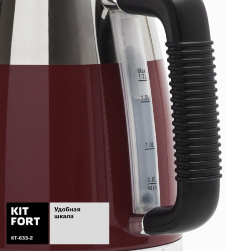Купить Чайник электрический Kitfort КТ-633-2 1.7л. 2150Вт красный (корпус: пластик) в Липецке фото 6