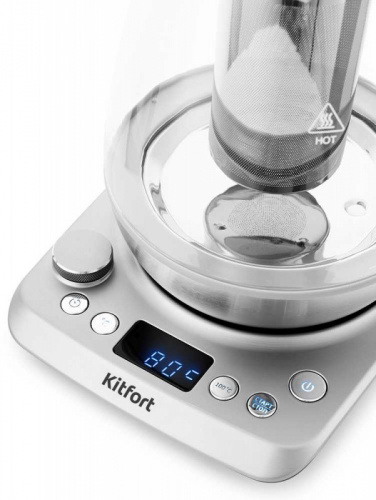 Купить Чайник электрический Kitfort КТ-669 1.8л. 1200Вт прозрачный (корпус: нержавеющая сталь/стекло) в Липецке фото 5