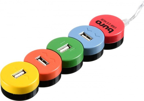 Разветвитель USB 2.0 Buro BU-HUB4-0.5-U2.0-Snake 4порт. разноцветный фото 3