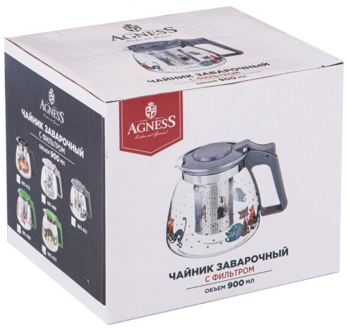 Купить Заварочный чайник с фильтром Agness, серия  Сура , 900 мл (885-023) в Липецке фото 2