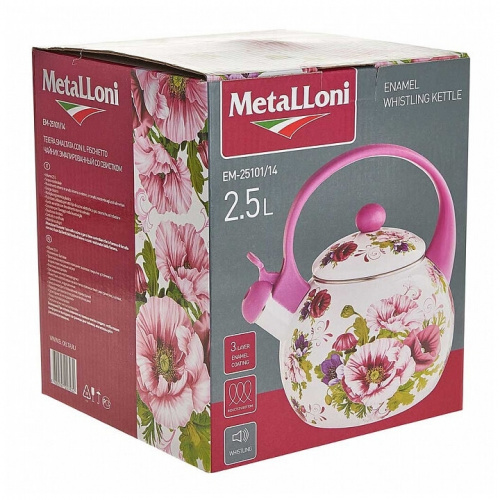 Купить METALLONI EM-25101/14 Чайник эмалированный со свистком 2,5 л в Липецке фото 2