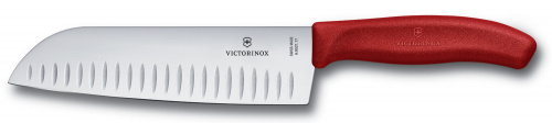 Купить Нож кухонный Victorinox Swiss Classic (6.8521.17B) стальной сантоку лезв.170мм прямая заточка красный блистер в Липецке