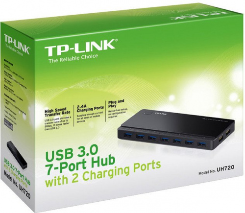 Разветвитель USB 3.0 TP-Link UH720 7порт. черный фото 2