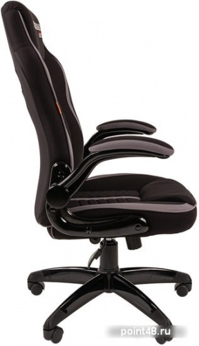 Кресло игровое Chairman Game 19, ткань черная/серая, механизм качания, откидной подлокотник фото 3
