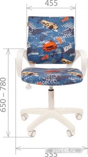 Кресло детское Chairman Kids 103, PL белый, ткань велюр, машинки, механизм качания спинки фото 2