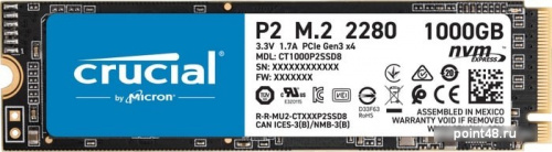 Накопитель SSD Crucial PCI-E x4 1Tb CT1000P2SSD8 P2 M.2 2280