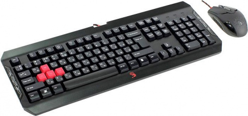 Купить Клавиатура + мышь A4 Bloody Q1100 (Q100+S2) клав:черный/красный мышь:черный/красный USB Multimedia в Липецке