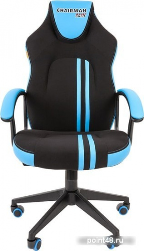 Кресло игровое Chairman Game 26 PL, экокожа черная/голубая, механизм качания фото 2