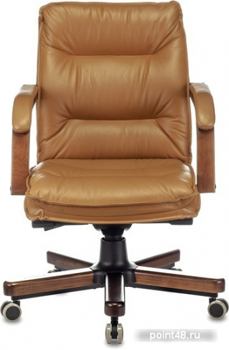 Кресло руководителя Бюрократ T-9927WALNUT-LOW горчичный кожа низк.спин. крестовина металл/дерево фото 2