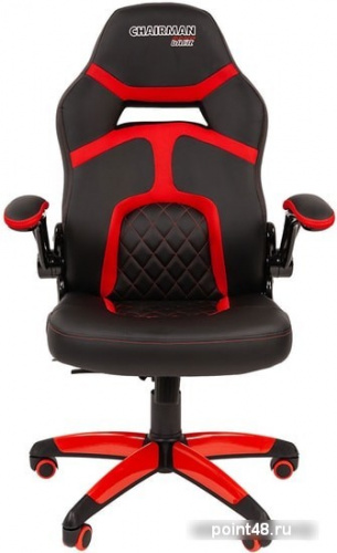 Кресло игровое Chairman Game 18, экокожа черная/ткань красная, механизм качания, откидной подлокотник фото 2