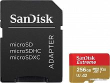 Купить Флеш карта microSDXC 256Gb Class10 Sandisk SDSQXA1-256G-GN6MA Extreme + adapter в Липецке