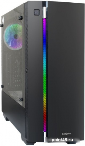 Корпус Exegate EX283742RUS   M itower EVO-9201 Black-RGB light, ATX, <600NPX>, с окном, 2*USB+1*USB3.0, HD Audio