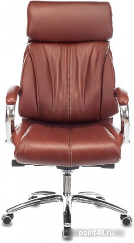 Кресло руководителя Бюрократ T-9904NSL светло-коричневый Leather Eichel кожа с подголов. крестовина металл хром фото 2