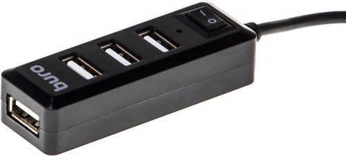 Разветвитель USB 2.0 Buro BU-HUB4-0.5L-U2.0 4порт. черный фото 2