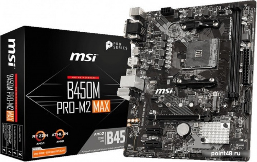 Материнская плата MSI B450M PRO-M2 MAX Soc-AM4 AMD B450 2xDDR4 mATX AC`97 8ch(7.1) GbLAN RAID+VGA+DVI+HDMI фото 2