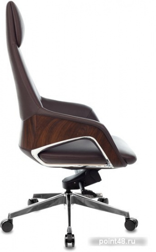 Кресло руководителя Бюрократ _DAO-2 коричневый кожа с подголов. крестовина алюминий фото 3