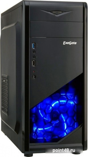 Корпус Exegate EX277189RUS   M itower EVO-8205 Black-Blue light, ATX, <без БП>,  1*USB+1*USB3.0, HD Audio