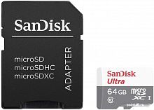 Купить Флеш карта microSDXC 64Gb Class10 Sandisk SDSQUNR-064G-GN3MA Ultra + adapter в Липецке