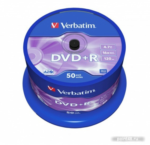 Купить Диск DVD+R Verbatim 4.7Gb 16x Cake Box (50шт) (43550) в Липецке фото 2