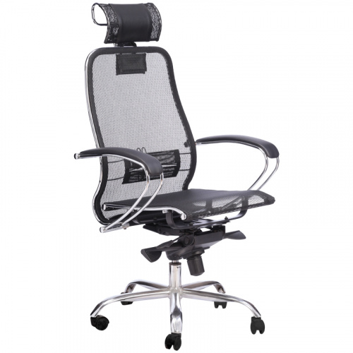 Кресло руководителя Метта Samurai S-2.03/S-2.04, 3D подгол., сетка-кевл. нить черная, мультиблок