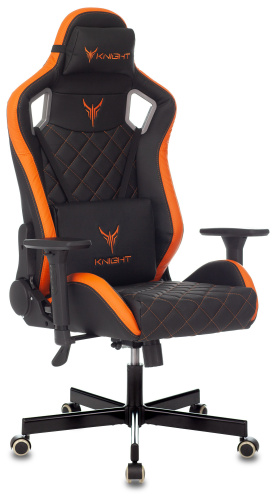 Кресло игровое Knight Outr er черный/оранжевый ромбик эко.кожа с подголов. крестовина металл
