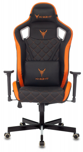 Кресло игровое Knight Outr er черный/оранжевый ромбик эко.кожа с подголов. крестовина металл фото 2