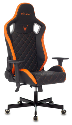Кресло игровое Knight Outr er черный/оранжевый ромбик эко.кожа с подголов. крестовина металл фото 14