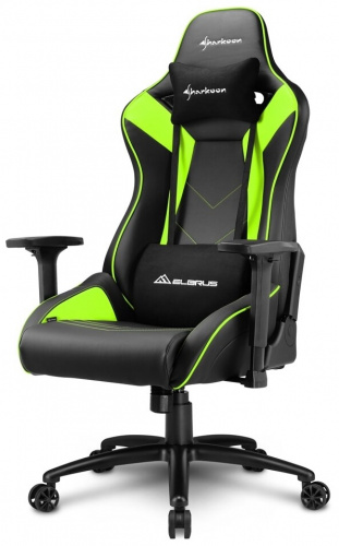 Игровое кресло Sharkoon Elbrus 3 чёрно-зелёное (синтетическая кожа) (ELBRUS-3-BK/GN)