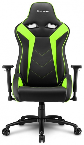 Игровое кресло Sharkoon Elbrus 3 чёрно-зелёное (синтетическая кожа) (ELBRUS-3-BK/GN) фото 2