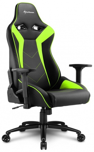 Игровое кресло Sharkoon Elbrus 3 чёрно-зелёное (синтетическая кожа) (ELBRUS-3-BK/GN) фото 3