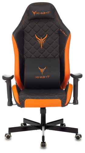Кресло игровое Knight Explore черный/оранжевый ромбик эко.кожа с подголов. крестовина металл фото 2