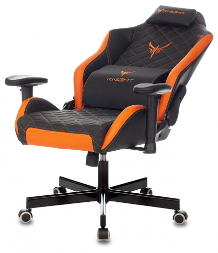 Кресло игровое Knight Explore черный/оранжевый ромбик эко.кожа с подголов. крестовина металл фото 6