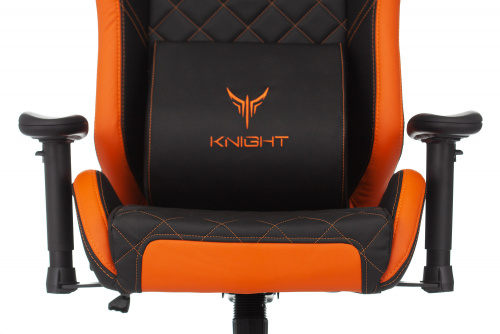 Кресло игровое Knight Explore черный/оранжевый ромбик эко.кожа с подголов. крестовина металл фото 7