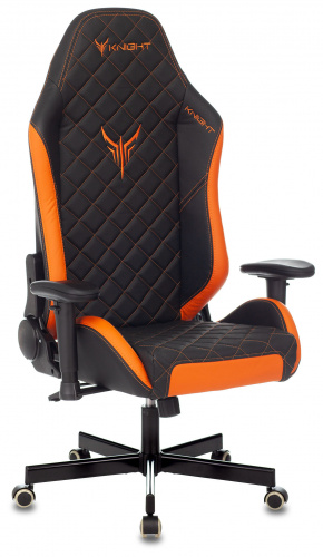 Кресло игровое Knight Explore черный/оранжевый ромбик эко.кожа с подголов. крестовина металл фото 15