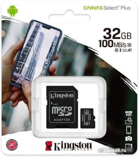 Купить Флеш карта microSDHC 32Gb Class10 Kingston SDCS2/32GB Canvas Select Plus + adapter в Липецке фото 3
