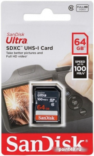 Купить Флеш карта SDXC 64Gb Class10 Sandisk SDSDUNR-064G-GN3IN Ultra в Липецке фото 3