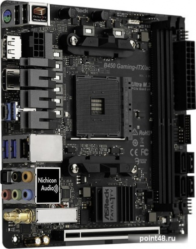 Материнская плата Asrock B450 GAMING-ITX/AC Soc-AM4 AMD B450 2xDDR4 mini-ITX AC`97 8ch(7.1) GbLAN RAID+HDMI+DP фото 3