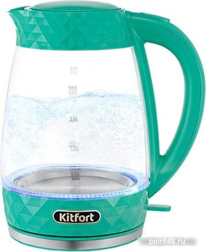 Купить Чайник электрический Kitfort KT-6123-3 2л. 2200Вт бирюзовый (корпус: стекло) в Липецке