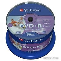 Купить Диск DVD+R Verbatim 4.7Gb 16x Cake Box (50шт) Printable (43512) в Липецке