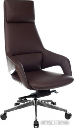 Кресло руководителя Бюрократ _DAO-2 коричневый кожа с подголов. крестовина алюминий