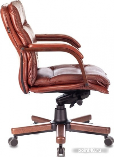 Кресло руководителя Бюрократ T-9927WALNUT-LOW светло-коричневый Leather Eichel кожа низк.спин. крестовина металл/дерево фото 3