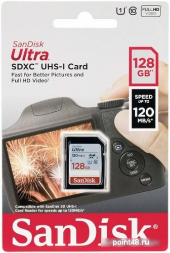 Купить Флеш карта SDXC 128Gb Class10 Sandisk SDSDUN4-128G-GN6IN Ultra в Липецке фото 2