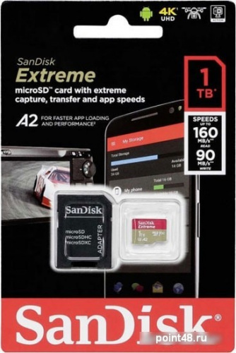 Купить Флеш карта microSD 1Tb Class10 Sandisk SDSQXA1-1T00-GN6MA Extreme + adapter в Липецке фото 2