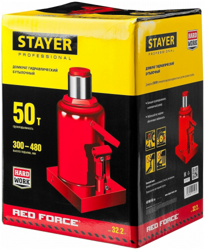 Домкрат STAYER RED FORCE 50т 300-480мм (43160-50_z01) фото 3